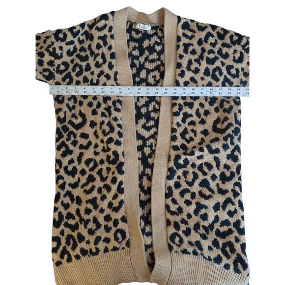 Yes Lola Leopard print Open Front Brown/Black Long Sleeve Cardigan Small - Picture 6 of 7